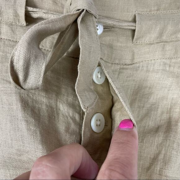 J Crew | Linen Shorts Button Cream Tan Fly XS - Picture 5 of 6